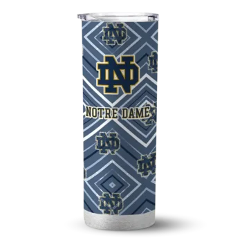 Custom Notre Dame Fighting Irish Zipper Leopard Navy Skinny Tumbler