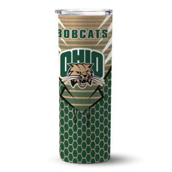 Custom Ohio Bobcats Chevron Stripes Green Skinny Tumbler