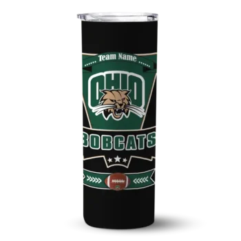 Custom Ohio Bobcats Helmet Belt Green Black Skinny Tumbler