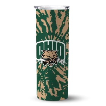 Custom Ohio Bobcats Metallic Grid Green Skinny Tumbler