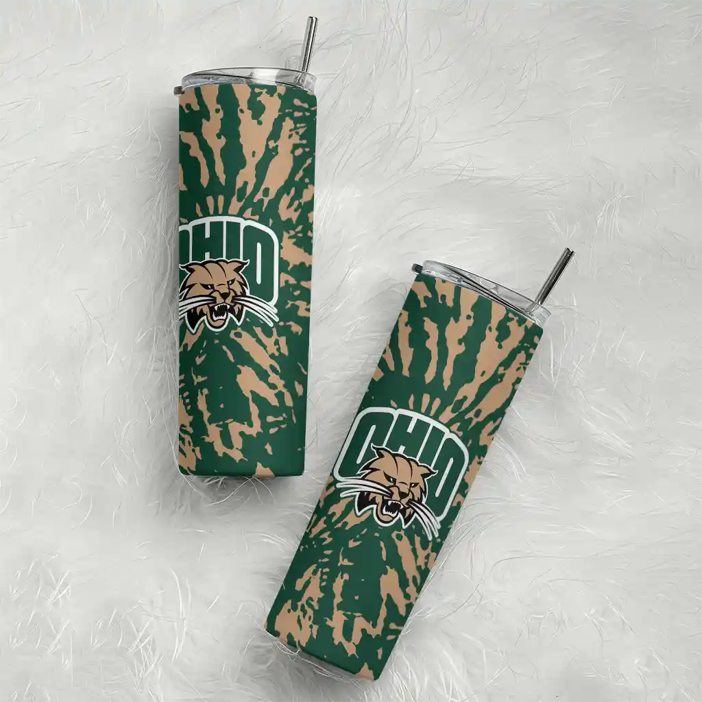 custom-ohio-bobcats-metallic-grid-green-skinny-tumbler-top-rated-1.webp