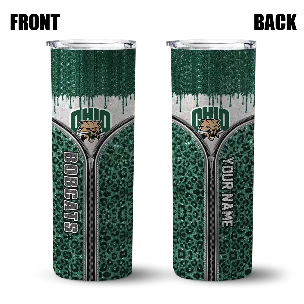 custom-ohio-bobcats-sparkle-drip-green-skinny-tumbler-fashion-forward-1.webp