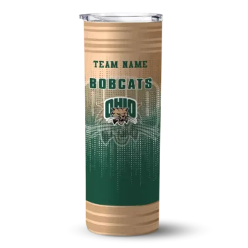Custom Ohio Bobcats Swirl Texture Green Skinny Tumbler