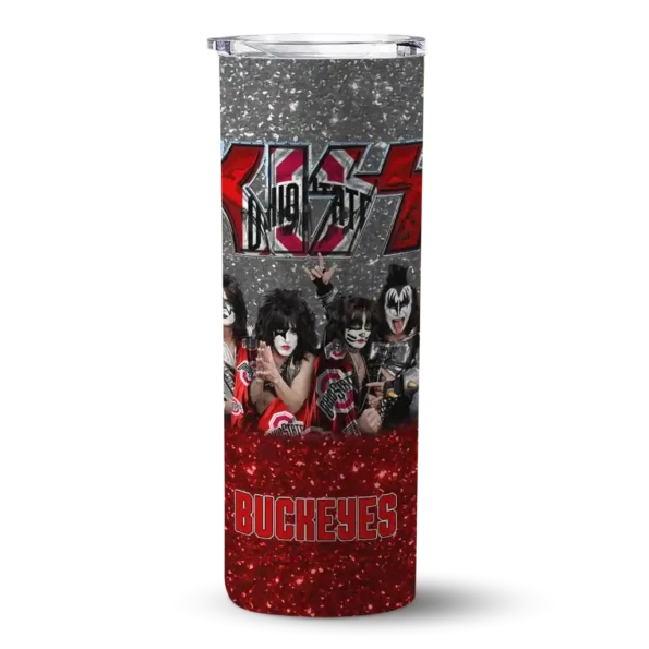 custom ohio state buckeyes kiss band gray skinny tumbler best selling
