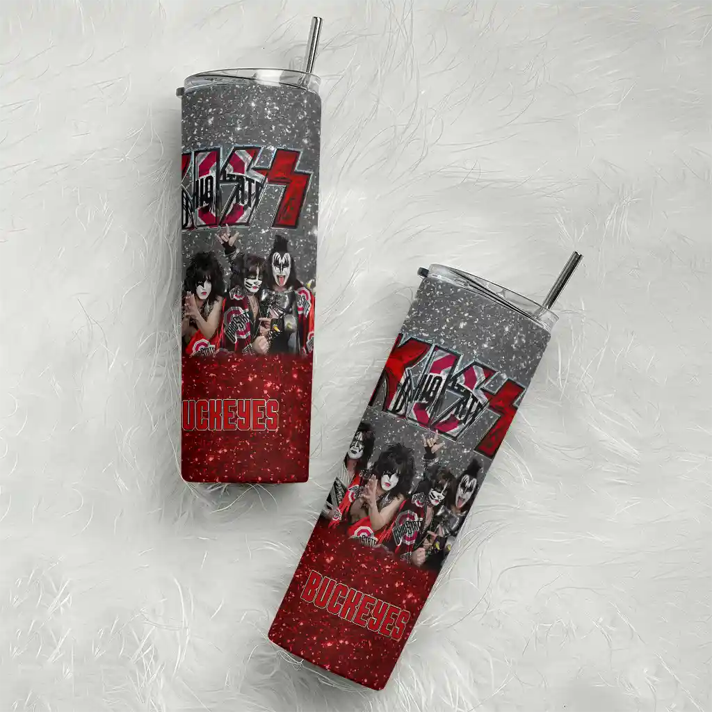 custom-ohio-state-buckeyes-kiss-band-gray-skinny-tumbler-top-rated.webp