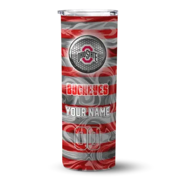 Custom Ohio State Buckeyes Patterned Waves Scarlet Skinny Tumbler