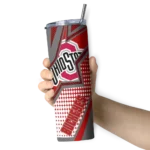 custom-ohio-state-buckeyes-web-stripes-scarlet-white-skinny-tumbler-best-selling.webp