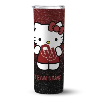 Custom Oklahoma Sooners Hello Kitty Crimson Black Skinny Tumbler