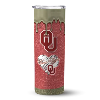 Custom Oklahoma Sooners Pixel Fade Crimson Skinny Tumbler