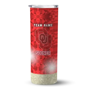 Custom Oklahoma Sooners Starburst Tiles Crimson Skinny Tumbler