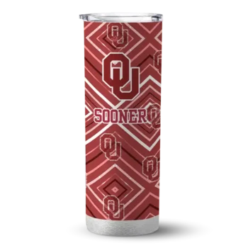 Custom Oklahoma Sooners Zipper Leopard Crimson Skinny Tumbler