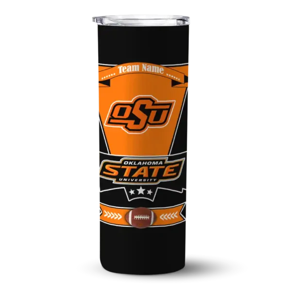 custom oklahoma state cowboys helmet belt orange black skinny tumbler best selling