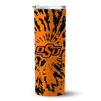 Custom Oklahoma State Cowboys Metallic Grid Orange Skinny Tumbler