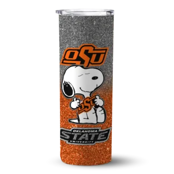 Custom Oklahoma State Cowboys Snoopy Attitude Orange Skinny Tumbler