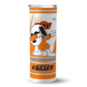 Custom Oklahoma State Cowboys Snoopy Dog Orange White Skinny Tumbler