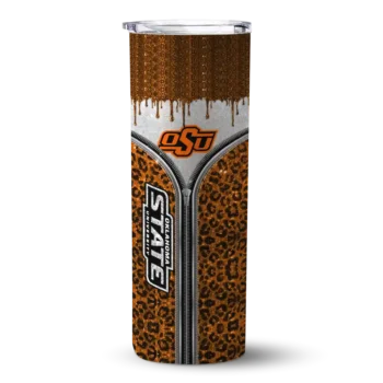 Custom Oklahoma State Cowboys Sparkle Drip Orange Skinny Tumbler