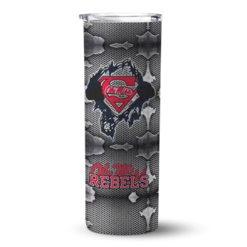 Custom Ole Miss Rebels Chevron V Red Gray Skinny Tumbler
