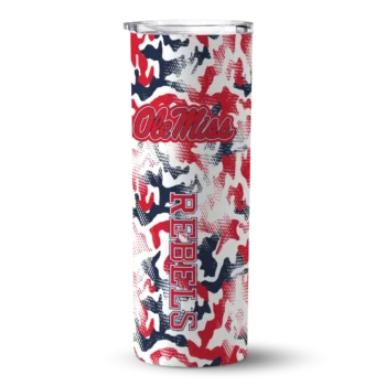 Custom Ole Miss Rebels Claw Marks Red White Skinny Tumbler