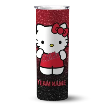 Custom Ole Miss Rebels Hello Kitty Red Black Skinny Tumbler