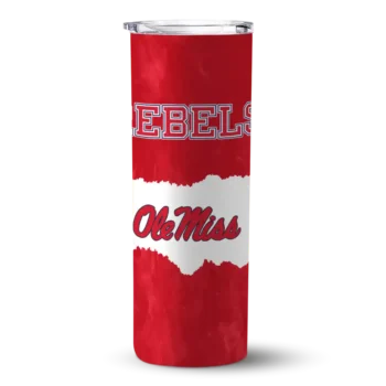 Custom Ole Miss Rebels Torn Band Red White Skinny Tumbler