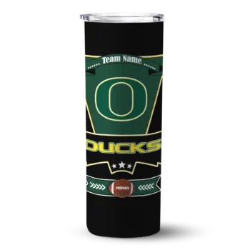 Custom Oregon Ducks Helmet Belt Green Black Skinny Tumbler