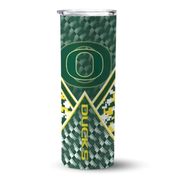 Custom Oregon Ducks Monogram Burst Green White Skinny Tumbler