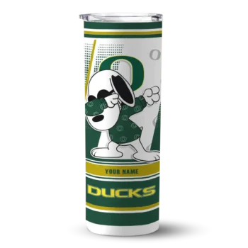 Custom Oregon Ducks Snoopy Dog Green White Skinny Tumbler