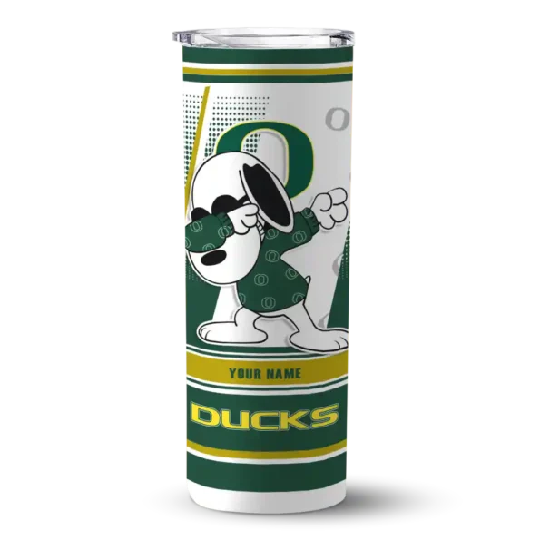 custom oregon ducks snoopy dog green white skinny tumbler best selling