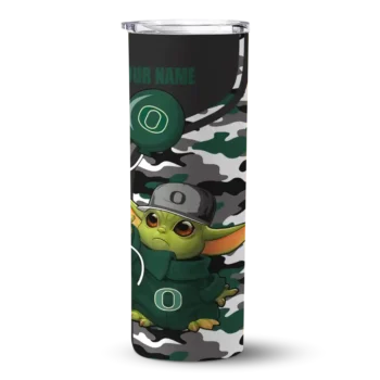 Custom Oregon Ducks Yoda Camo Green Black Skinny Tumbler