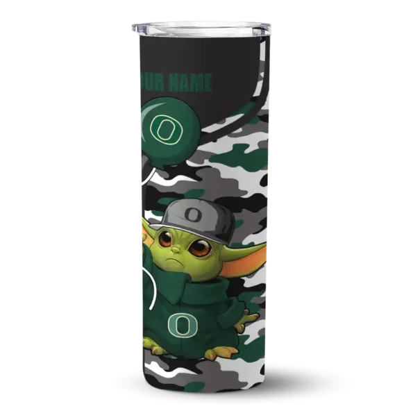 custom oregon ducks yoda camo green black skinny tumbler best selling