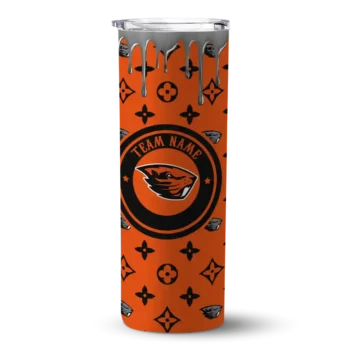 Custom Oregon State Beavers Camo Streak Orange Skinny Tumbler
