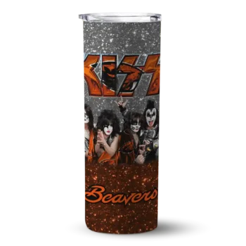 Custom Oregon State Beavers Kiss Band Black Skinny Tumbler