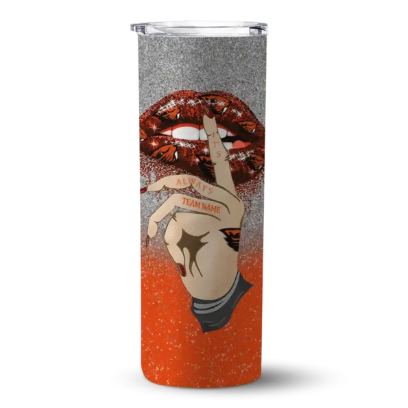 custom oregon state beavers sparkle lips orange skinny tumbler best selling 1