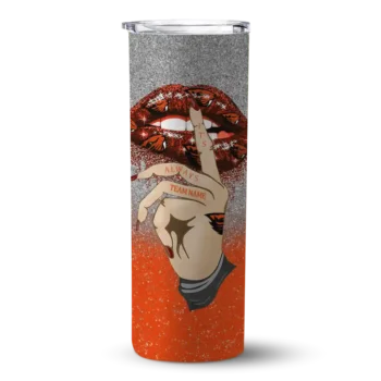 Custom Oregon State Beavers Sparkle Lips Orange Skinny Tumbler