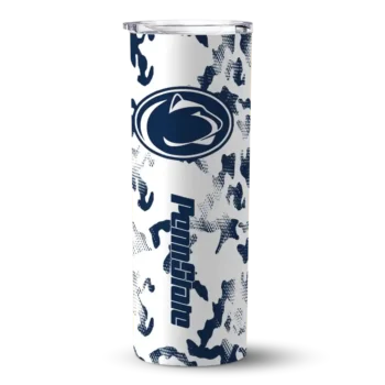 Custom Penn State Nittany Lions Claw Marks Blue White Skinny Tumbler