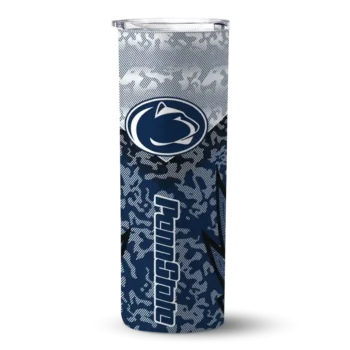 Custom Penn State Nittany Lions Spiral Burst Print Blue Skinny Tumbler