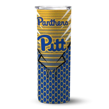 Custom Pittsburgh Panthers Chevron Stripes Royal Blue Skinny Tumbler