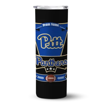 Custom Pittsburgh Panthers Helmet Belt Royal Blue Black Skinny Tumbler