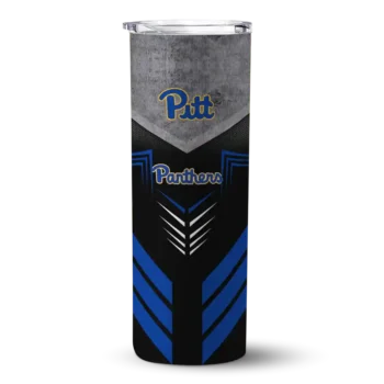Custom Pittsburgh Panthers Hexagon Honeycomb Royal Blue Black Skinny Tumbler