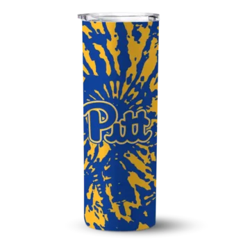 Custom Pittsburgh Panthers Metallic Grid Royal Blue Skinny Tumbler