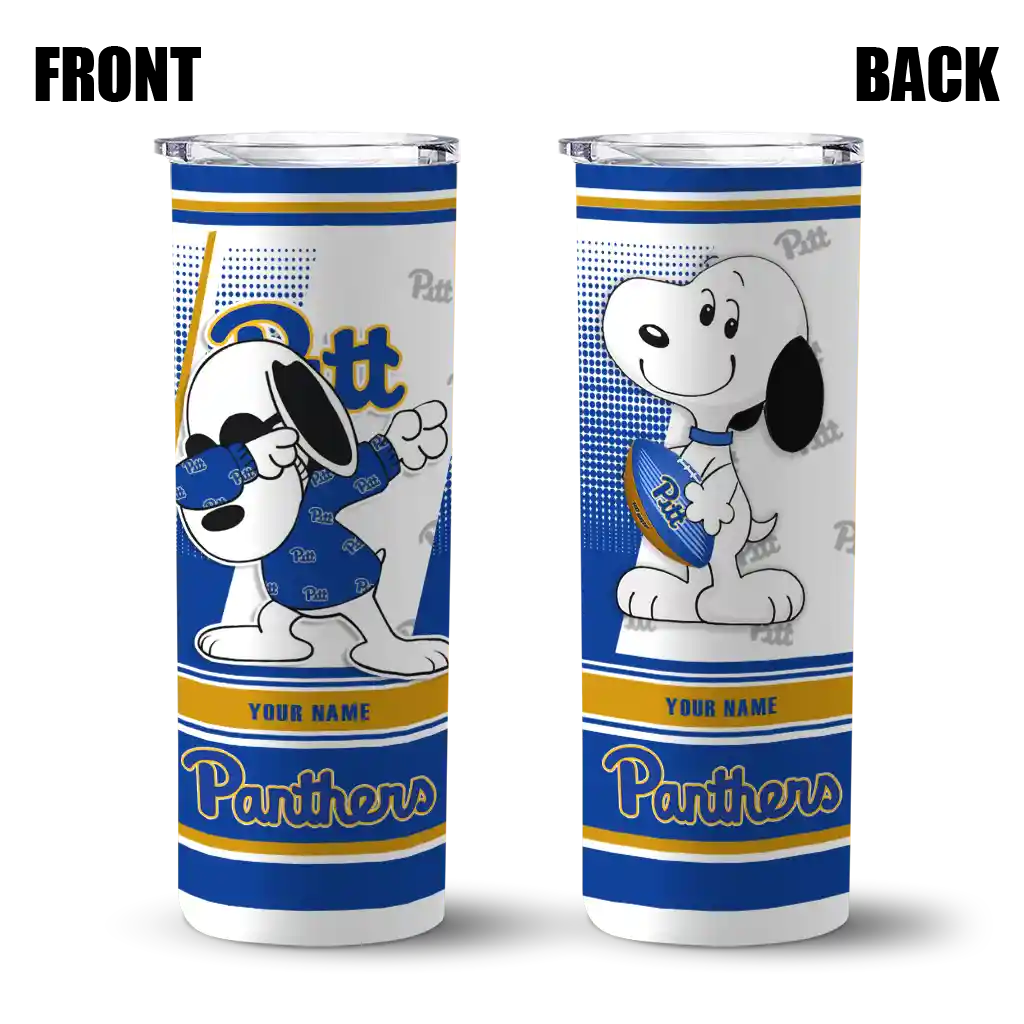 custom-pittsburgh-panthers-snoopy-dog-royal-blue-white-skinny-tumbler-fashion-forward.webp