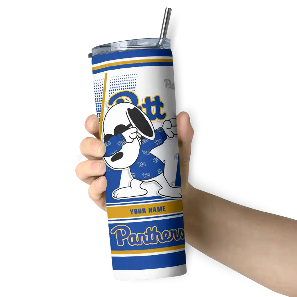 custom-pittsburgh-panthers-snoopy-dog-royal-blue-white-skinny-tumbler-premium-grade.webp