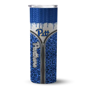Custom Pittsburgh Panthers Sparkle Drip Royal Blue Skinny Tumbler