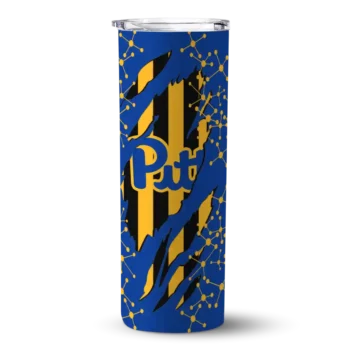 Custom Pittsburgh Panthers Star Pop Royal Blue Black Skinny Tumbler