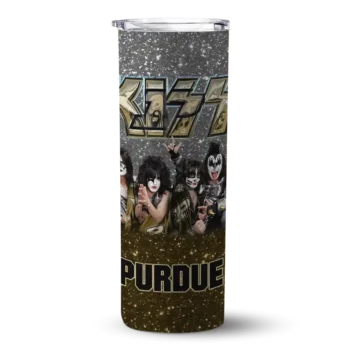 Custom Purdue Boilermakers Kiss Band Black Skinny Tumbler