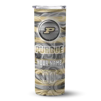 Custom Purdue Boilermakers Patterned Waves Gold Skinny Tumbler