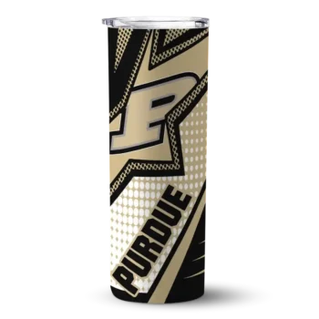 Custom Purdue Boilermakers Web Stripes Gold White Skinny Tumbler