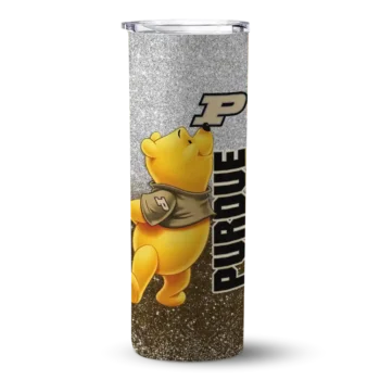 Custom Purdue Boilermakers Winnie the Pooh Gold Gray Skinny Tumbler