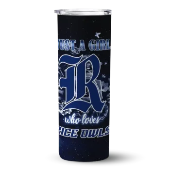 Custom Rice Owls Rose Romance Navy Blue Black Skinny Tumbler