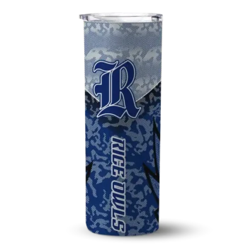 Custom Rice Owls Spiral Burst Print Navy Blue Skinny Tumbler